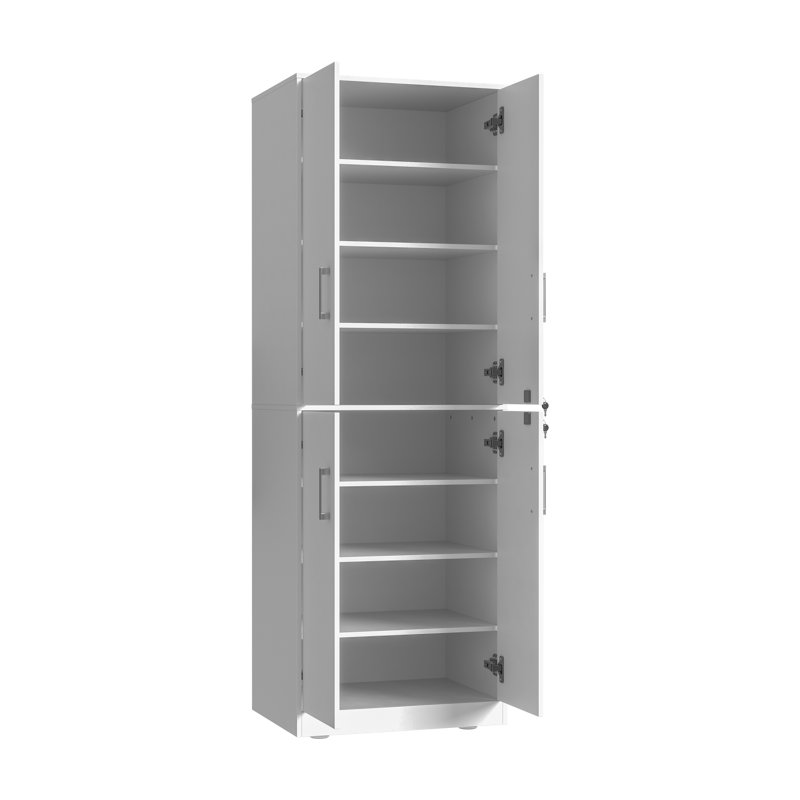 Armoire de vestibule haute blanche avec portes verrouillables - H 78,7 po, ensemble anti-basculement