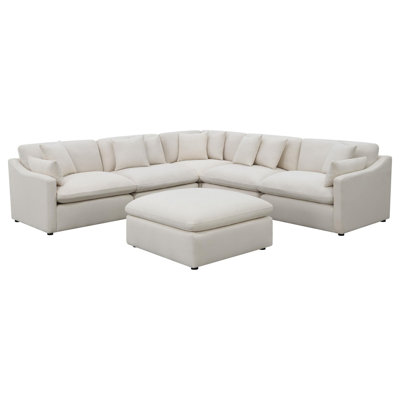 Hobo 6Pc Sectional Sofa, Fabric, 10 Pillows, 120 Inch