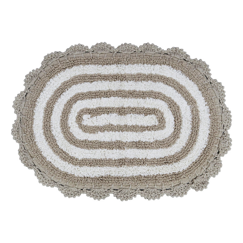 COTTON TUFTED CROCHET BATH MAT, Single - 24" L x 17" W