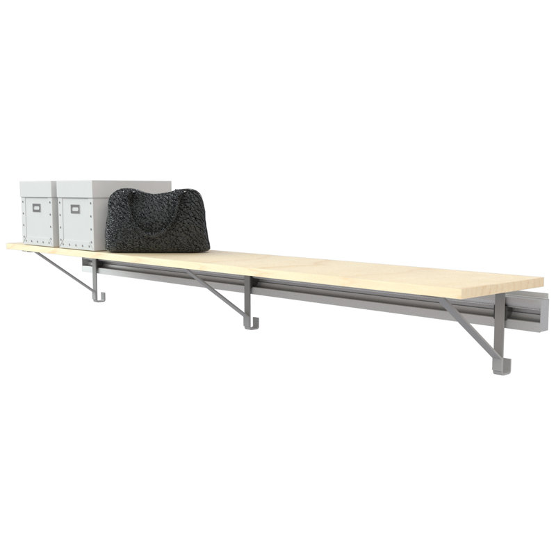 Single Wall Mounted Closet Shelf (SHELF ONLY - no hang), Maple, 8.75" x 56" x 12.25"