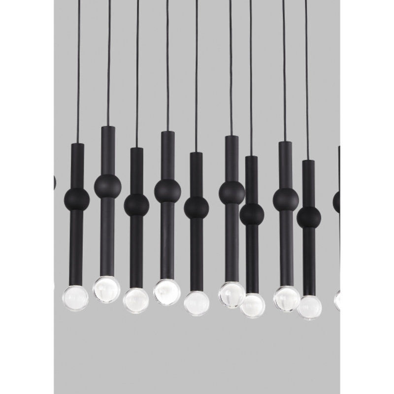 Guyed 18 - Light LED Pendant, Nightshade Black