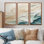 Bleu moderne et beige sable, vue aérienne IV - plage, plage, sable, ensemble d'art sur toile