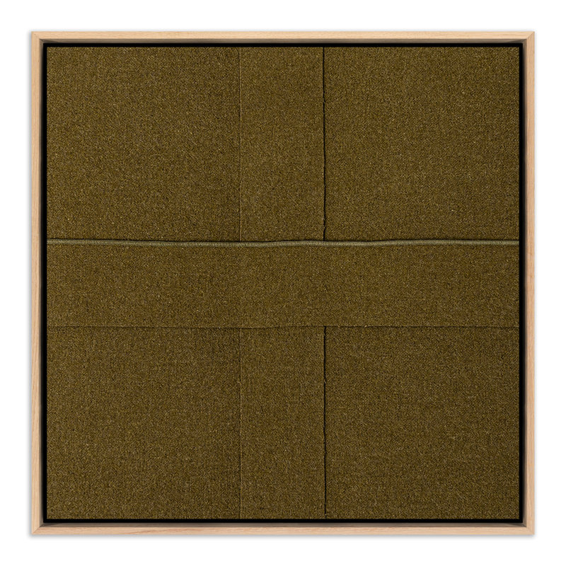 WWII Print by Karen Covey, 32" H x 32" W x 2" D, Light Brown Floater Framed