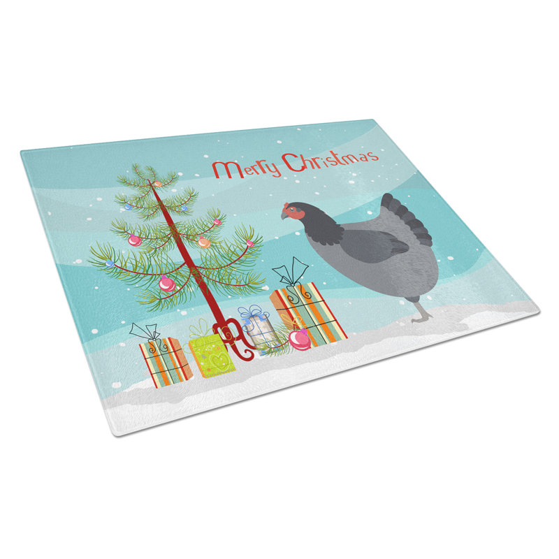 Planche à découper en jersey de noël en verre trempé caroline