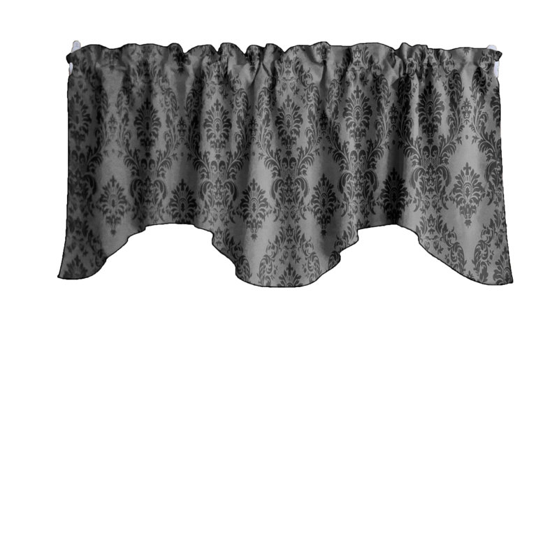 Cantonnière damassée festonnée, Noir / gris