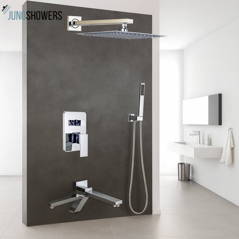 10 Inch Brushed Nickel Wall-Mounted Shower System with Thermostatic Control and Handheld Spray