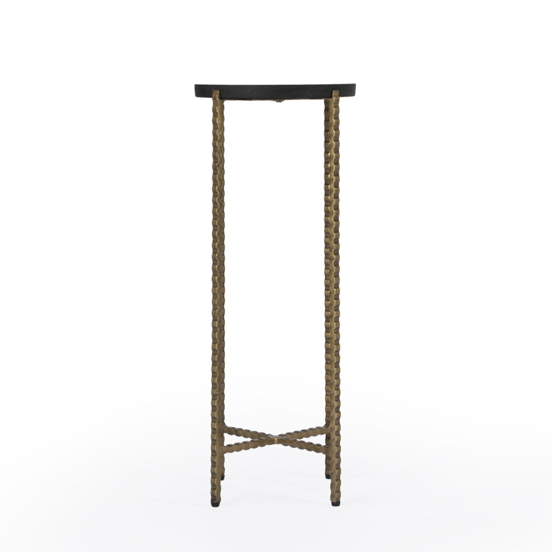 Nigella Granite Cross Legs Side Table, Black Granite/Gold