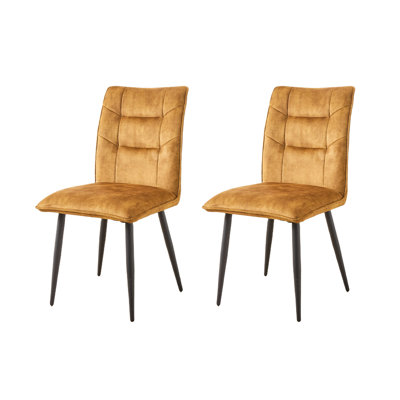 2 chaises de salle à manger en velours gris, pieds fuselés, finition rouille, pour les espaces ouverts, 2 chaises modernes jaune moutarde, pieds anti-rayures, intérieurs industriels convenables