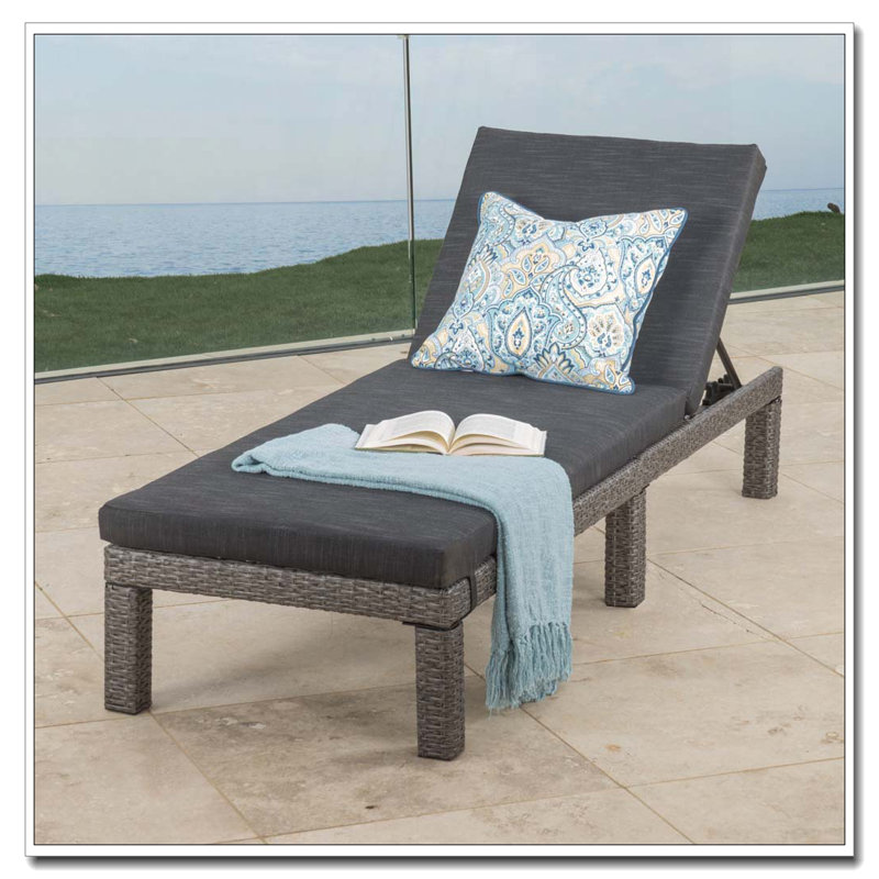 Chaise longue PUERTA KD CHAISE, Coussin noir / cadre gris