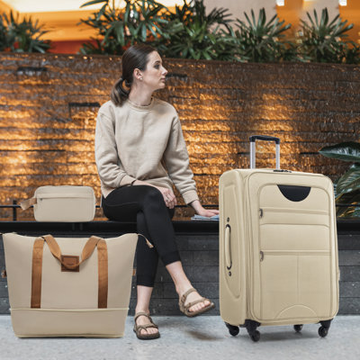 Softside Luggage Expandable 3 Piece Set with Duffel Bag, Lightweight and Durable for Travel Convenience