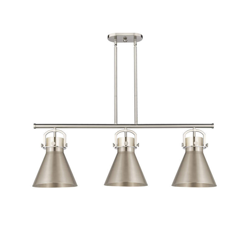 Acie 3 - Light Steel Dimmable Kitchen Island Cone Chandelier, Satin Nickel