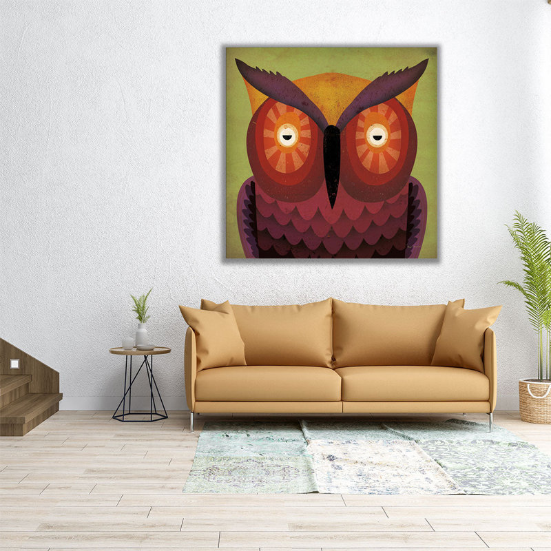 Owl Wow - reproduction d'art sur toile, H 24 po x l 24 po