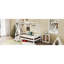 Lit plateforme simple avec escalier, structure de lit simple en bois massif, profil bas et design amusant enfantin-1850116305-1850116304