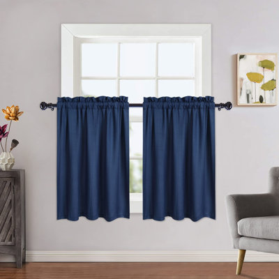 Water Repellent Seersucker Cafe Curtains – Textured Opaque Tier Curtains Set of 2, for Kitchen, Bathroom or Cafe, Easy Care & Modern, Available in Multiple Sizes and Colors