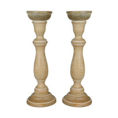 12'' H Solid Wood Tabletop Candlestick