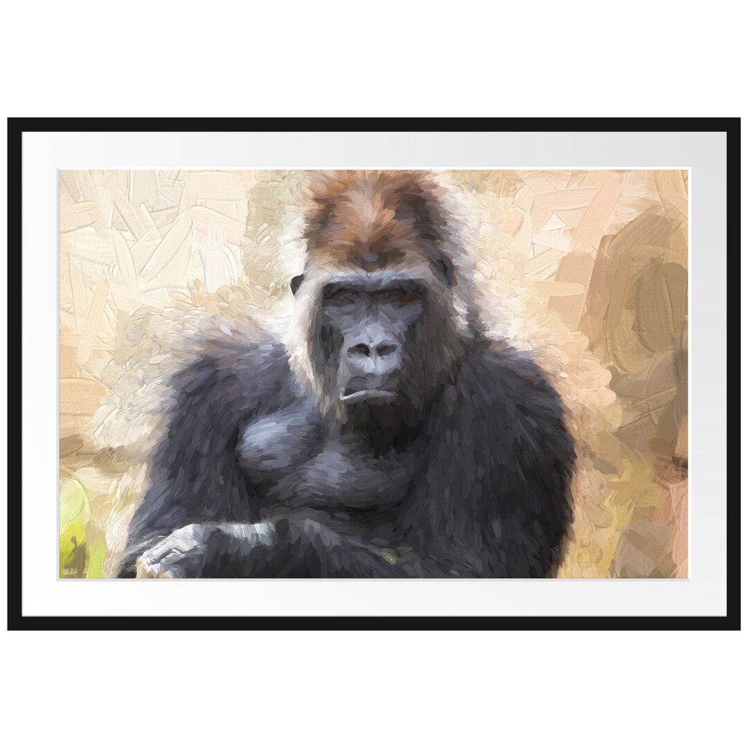 Gerahmtes Poster Gelangweilter Gorilla