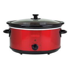 Courant 3.2 qt. Crock Slow Cooker, Dishwasher Safe, Stainproof Pot and Glass Lid Red Stainless Steel