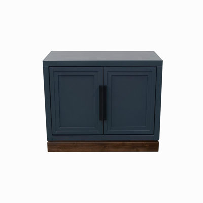 Armoire modulaire à 2 portes, aucun assemblage requis, denim bleu et finition whisky