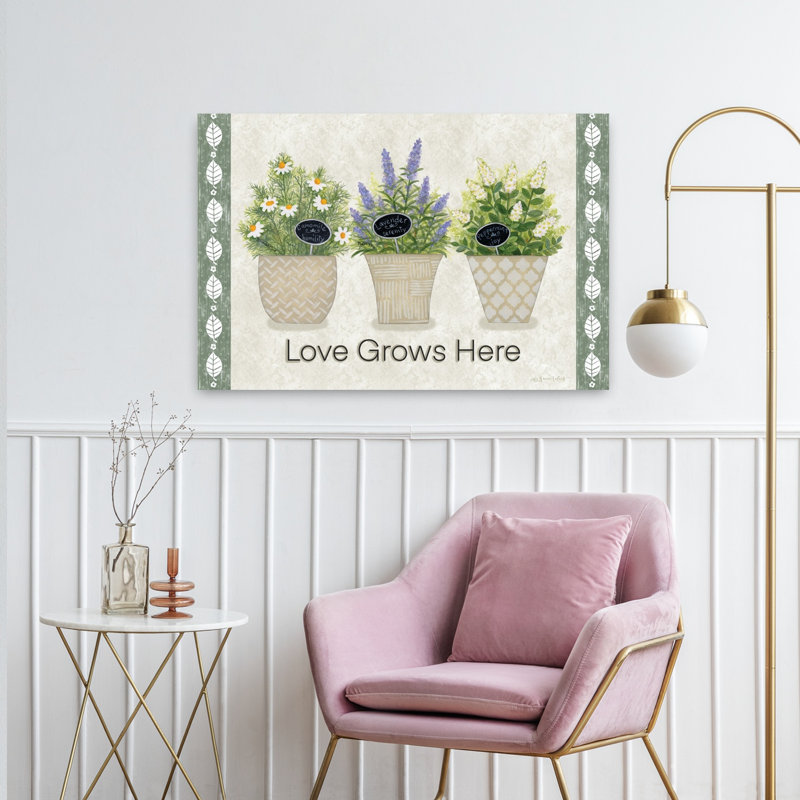 «Love Grows Here», lavande abstraite, art naturel, H 24 po x l 36 po
