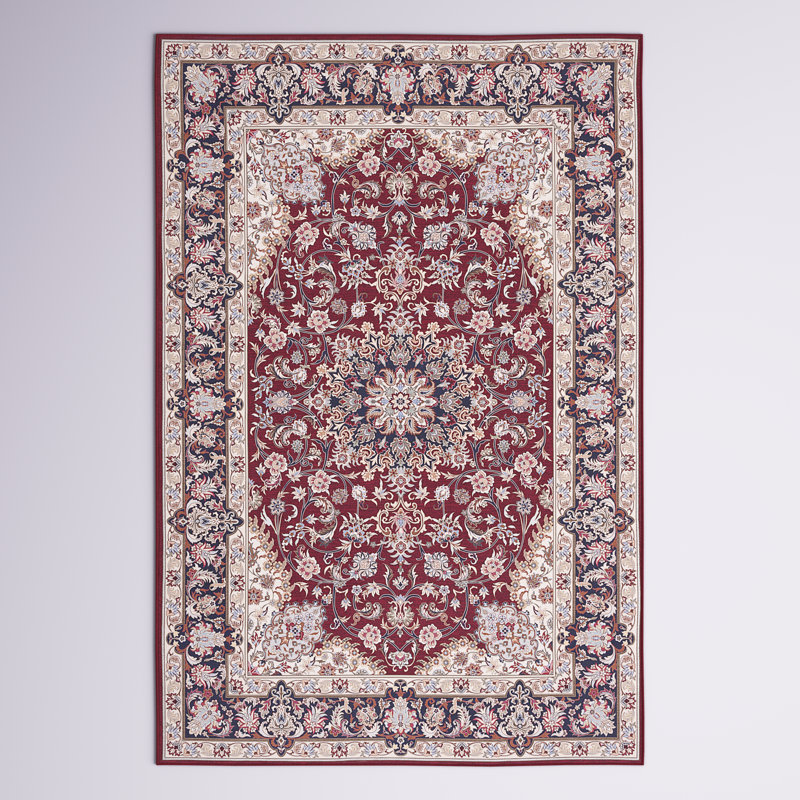 Tapis rouge / bleu marine / crème czarnetzki, Rectangle de 5 pi x 8 pi