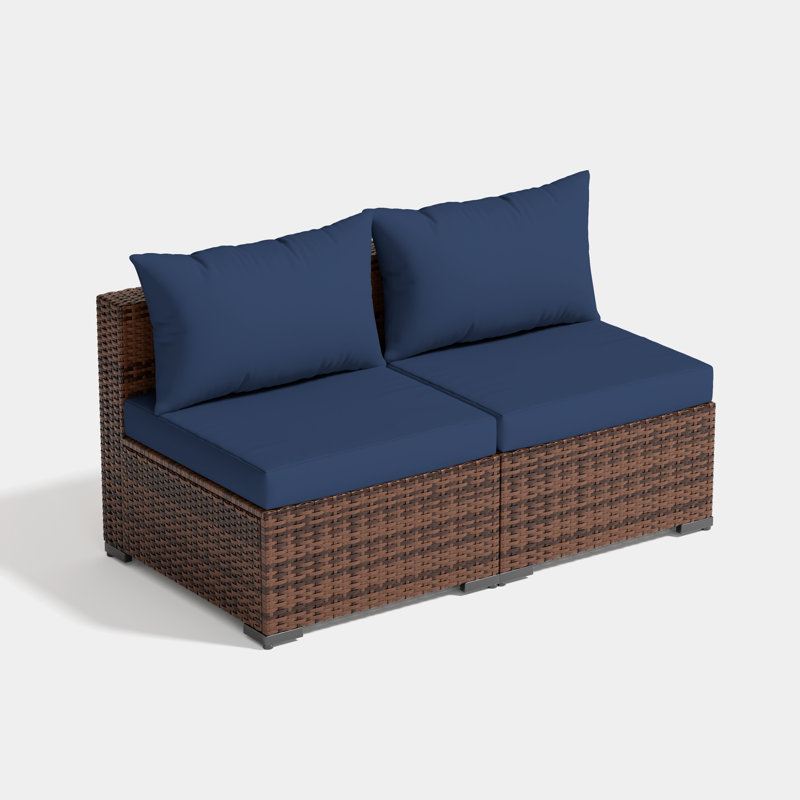 2-Person Armless Outdoor Seating Group With Cushion, Navy