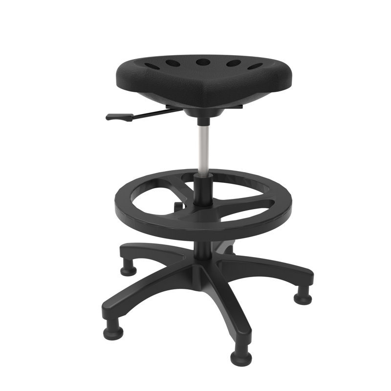 Tabouret de laboratoire à hauteur ajustable, Noir, noir, noir, noir, H 25 po x l 25 po x P 25 po
