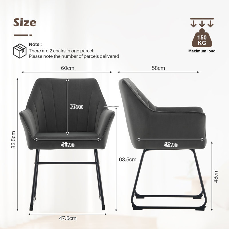 48 cm H Upholstered Armchair, Grey