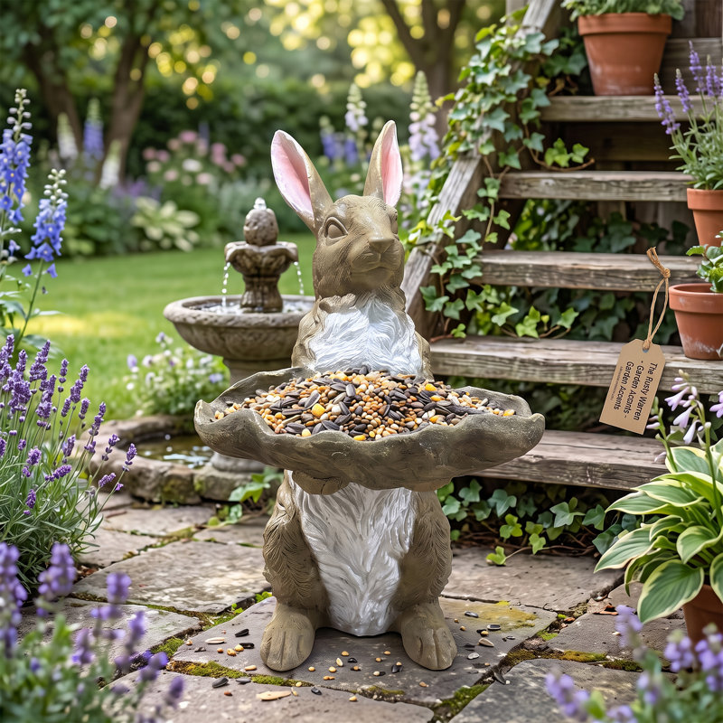 Sculpture en forme de lapin, statue de lapin en oxyde de magnésium, ornement animalier résistant aux intempéries, convenant à l'aménagement paysager extérieur et à la décoration de table intérieure.
