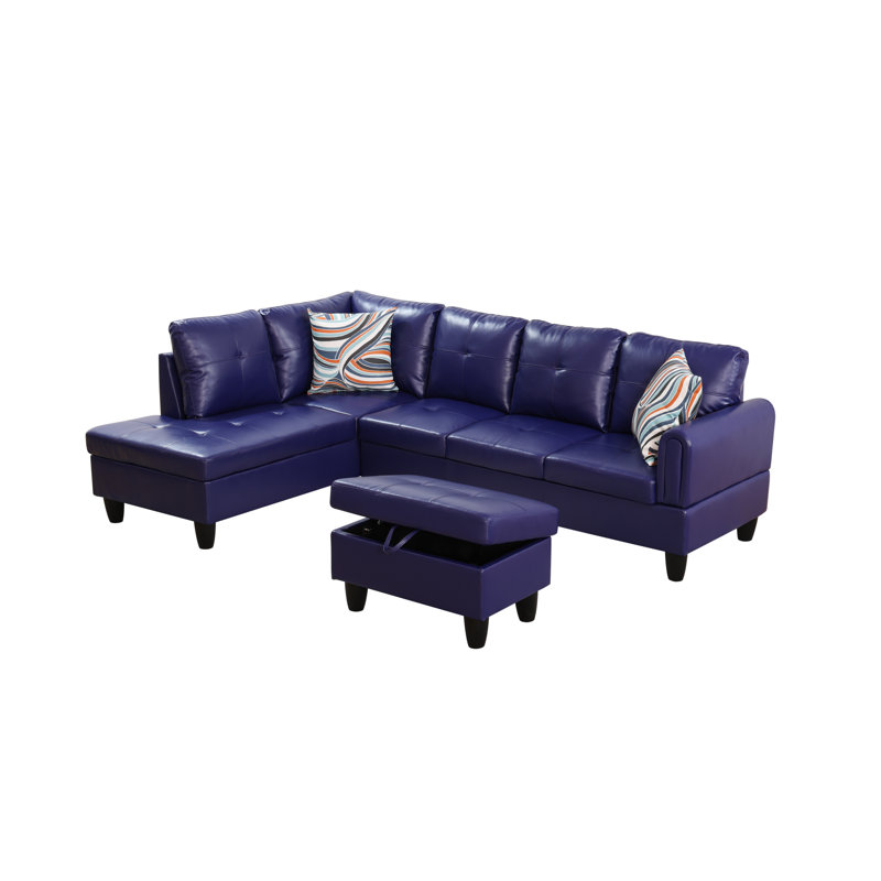 Canapé modulaire en similicuir 3 pièces, Similicuir mauve, Orienté à gauche (vu de face)