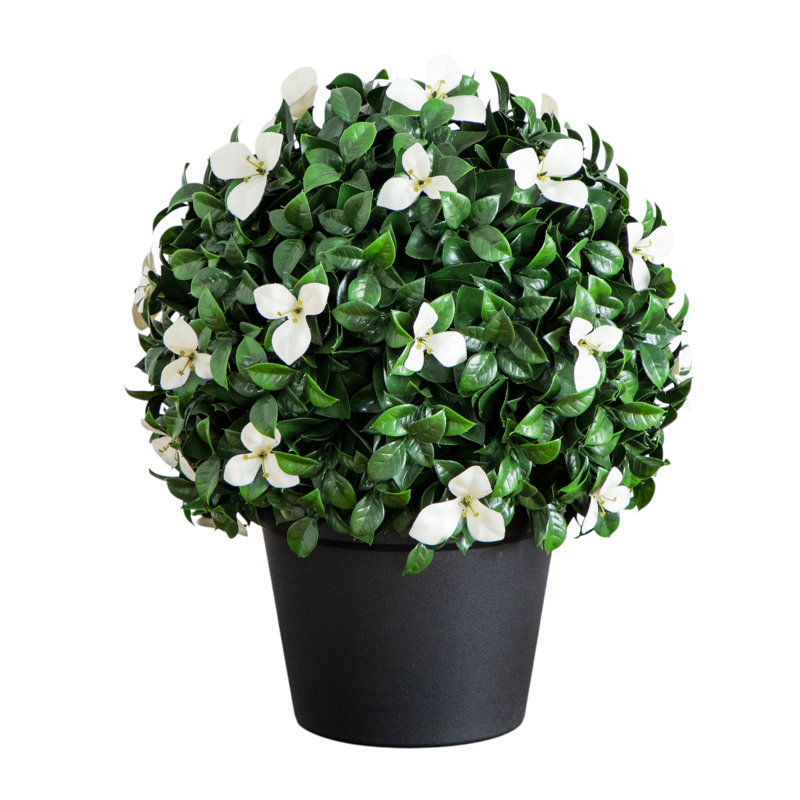 15 po Buis artificiel résistant aux rayons UV et plante topiaire gardénia (intérieur / extérieur)