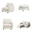 Canapé modulaire en forme de L 69 po avec repose-pieds, canapé 3 places avec structure en bois d'eucalyptus massif, revêtement en tissu sable blanc pour les petits espaces de vie-1149116092