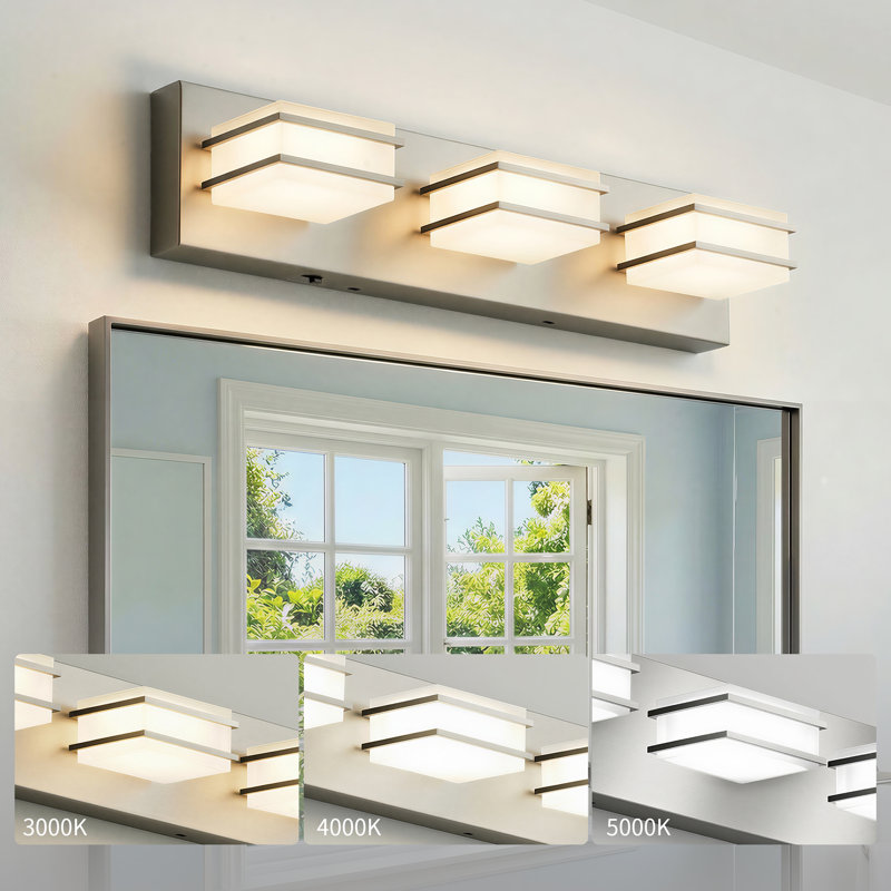 LED Bathroom Vanity Light Bar, Adjustable 5 CCT,Brushed Nickel, Brushed Nickel, 3 Lights, 4.33" H x 21.26" W x 4.53" D
