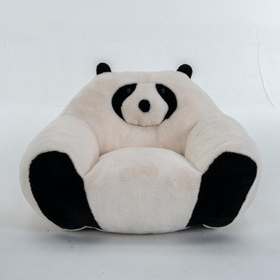 Panda-shaped beanbag chair, crafted from soft plush fabric, suitable
