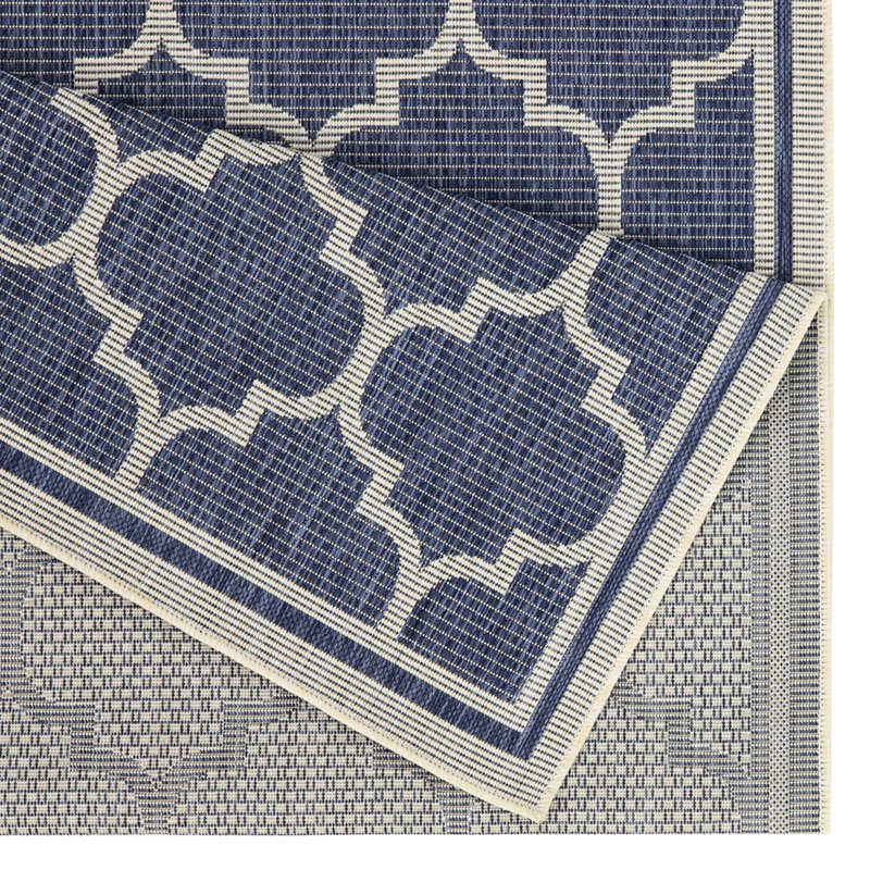 Blue Area Rug - Sunshine 7 Ft. 10 In. X 3 In., Indoor/Outdoor, Trellis Pattern, Stain , Polypropylene, , Pet & Compatible For Multiple Areas, Polypropylene ,