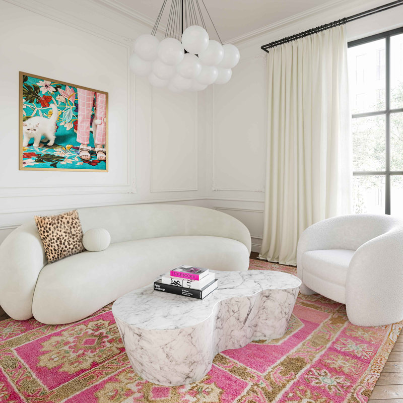 Solay Slab Coffee Table, White Marble