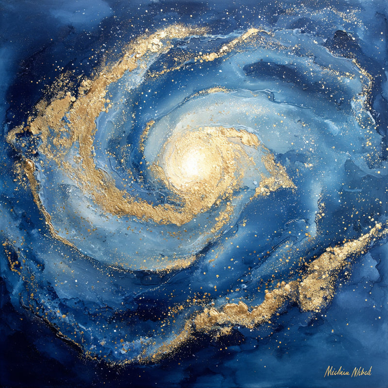Art mural sur toile Gilded Galaxy III, H 20 po x l 20 po