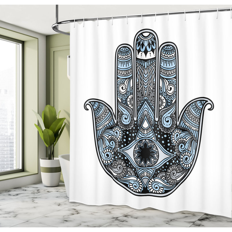  Rideau de douche avec crochets inclus, Bleu pâle, H 84 po x l 69 po