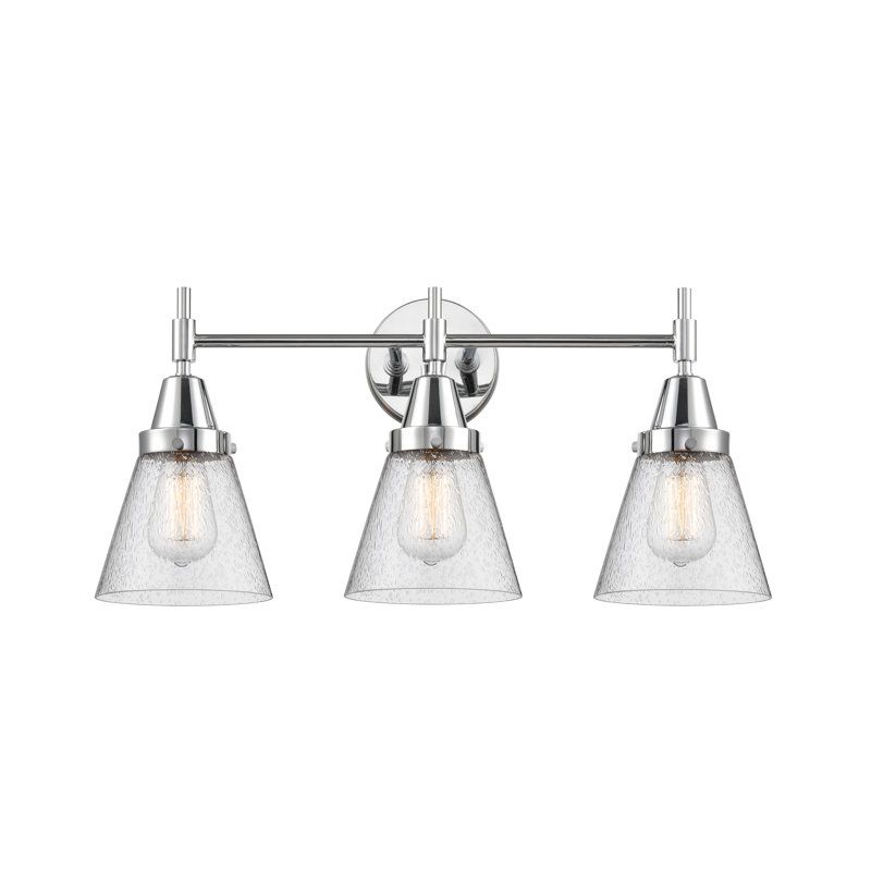 Éclairage pour meuble-lavabo à 3 lumières à intensité variable Gayle, Ampoule DEL rétro 4 watts, Chrome poli, Grainé