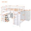 Lit mezzanine double avec tiroirs, bureau et garde-robe - blanc
