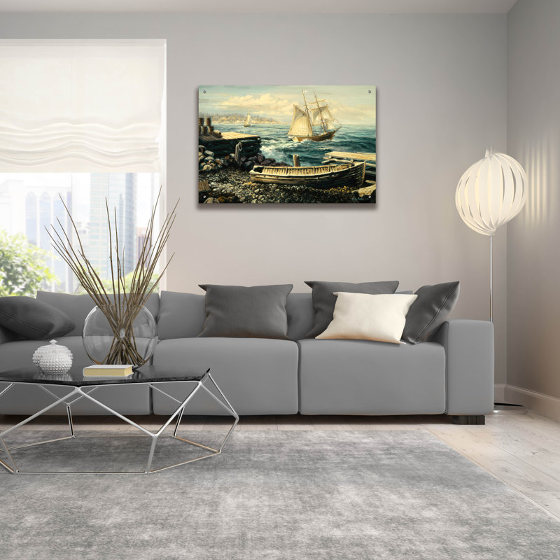 Art mural en verre épique «Coastal New England» par Nicky Boehme, 36 po x 24 po, H 24 po x l 36 po, 0.2