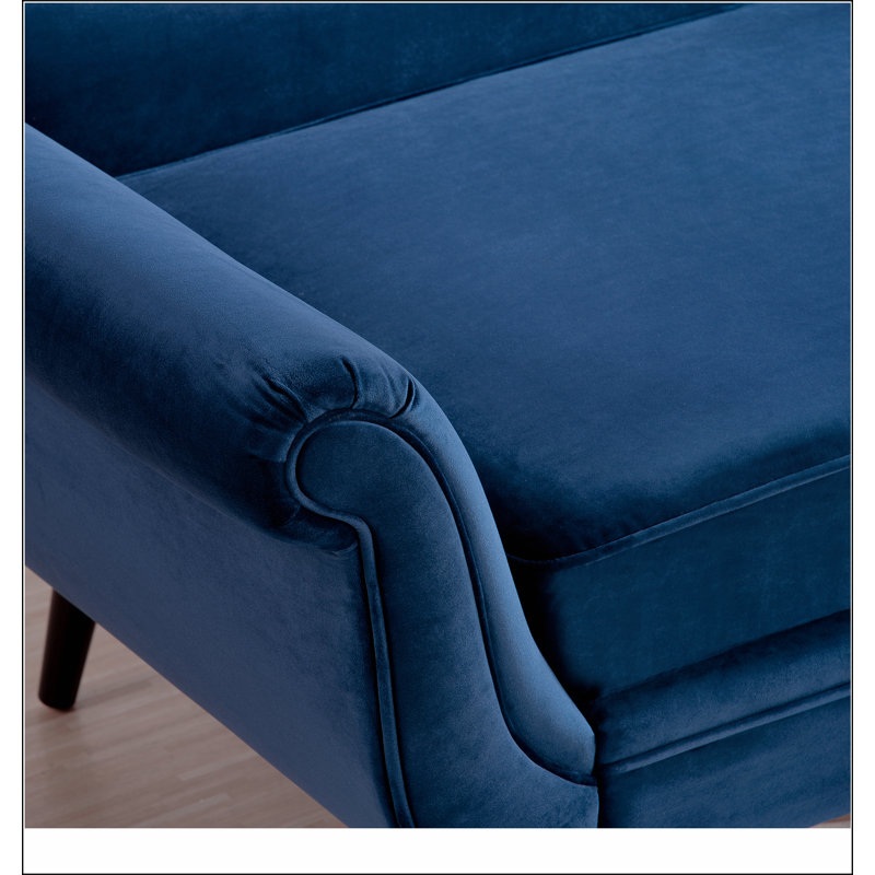 Chaise longue avec accoudoirs à volutes, Bleu