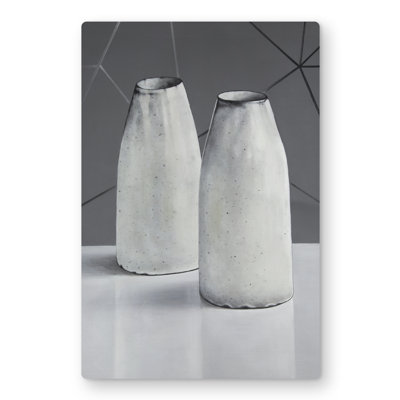 Vases - Still Life Silver Metal Print for Home Decor