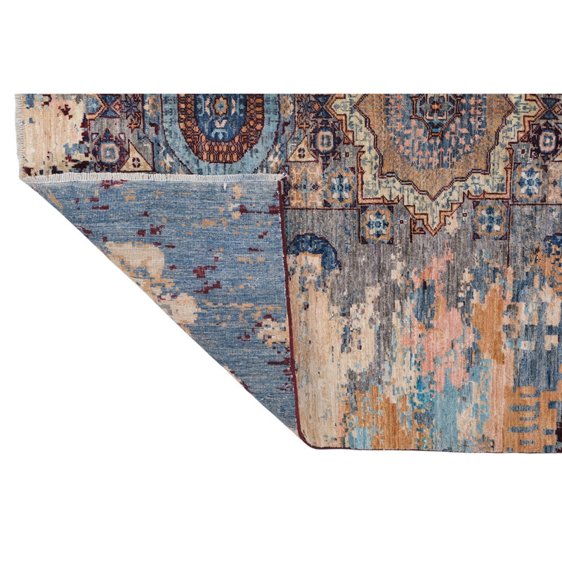 High-Quality Hand-Knotted Red And Blue Area Rug