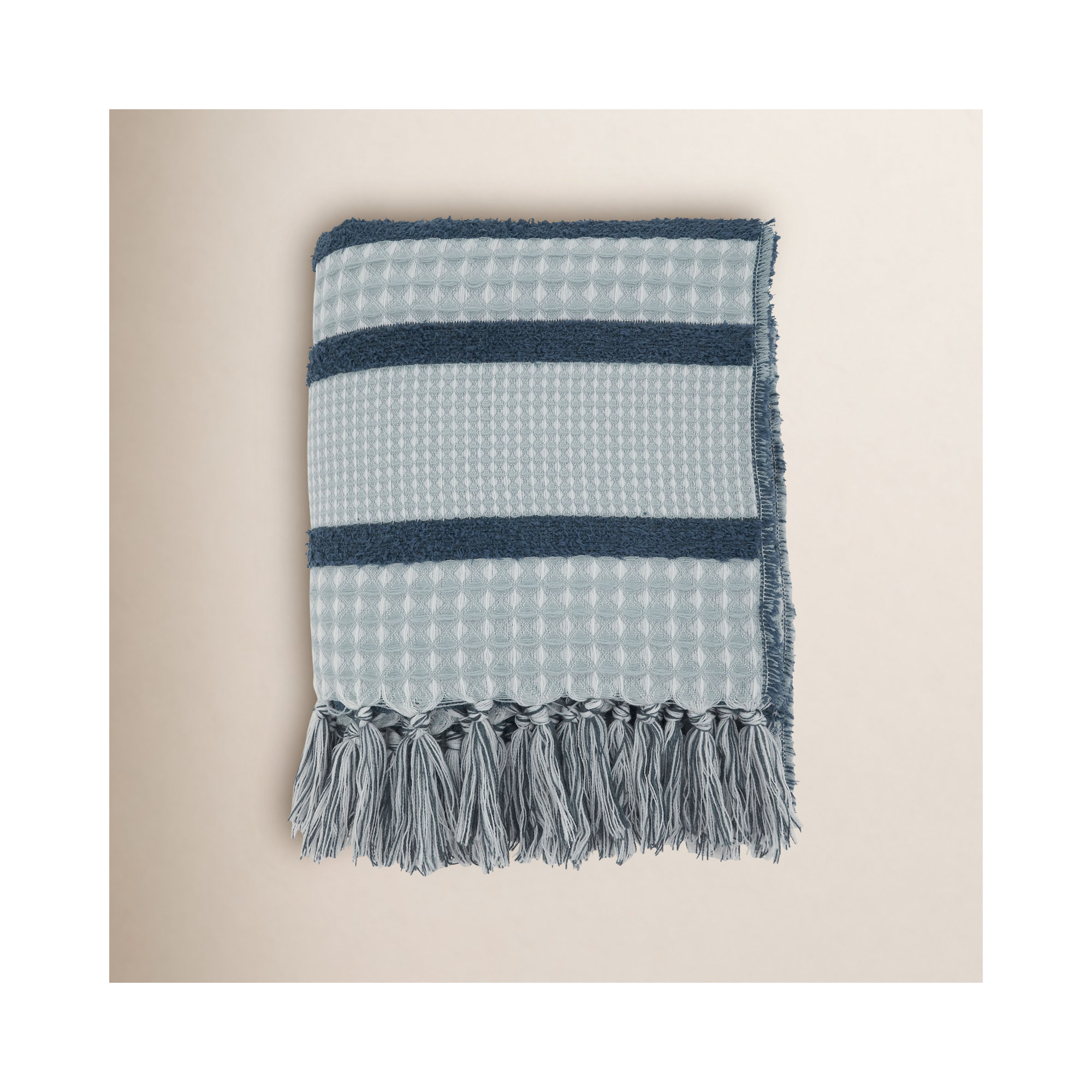 Angelica Waffle Throw Blanket, Navy Blue