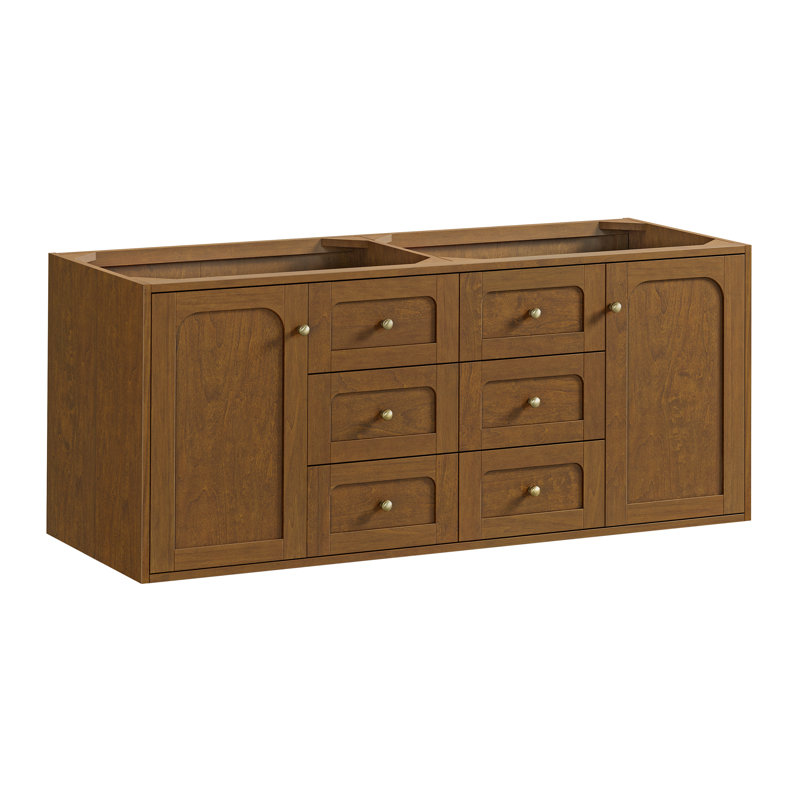 Laurent 60'' W Double Bathroom Vanity Base, Honey Oak