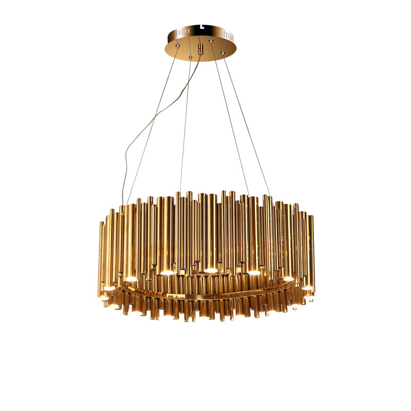 Leiter 16 - Light LED Modern Rod Shade Chandelier, Gold
