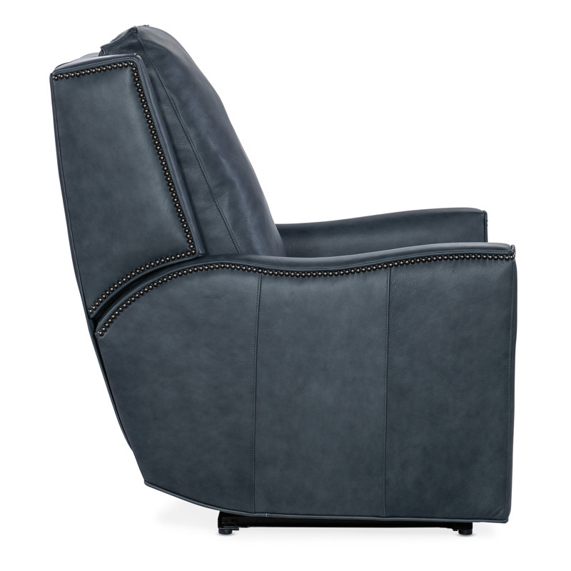 Davidson Recliner, Power Button, Pewter, Outsider Raven Genuine Leather