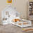 House Bed With Window And Bedside Drawers, Platform Bed With Shelves And A Set Of Sockets And USB Port