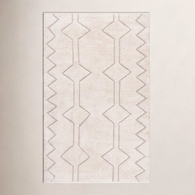 Hand-Loomed Geometric Cotton Rug