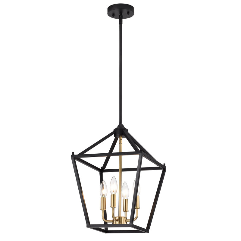 Lustre empire 4 lumières Halen, H 17,75 po x l 12 po x P 12 po, Noir texturé